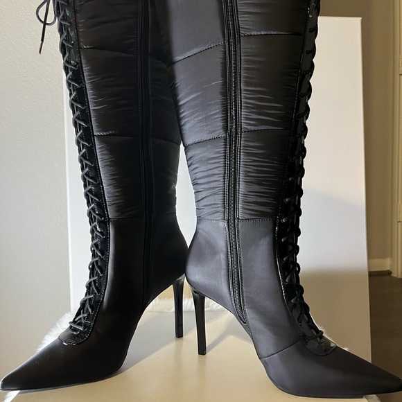 INC Sicole Black lace-Up Knee high Boots. 10M - Picture 2 of 4